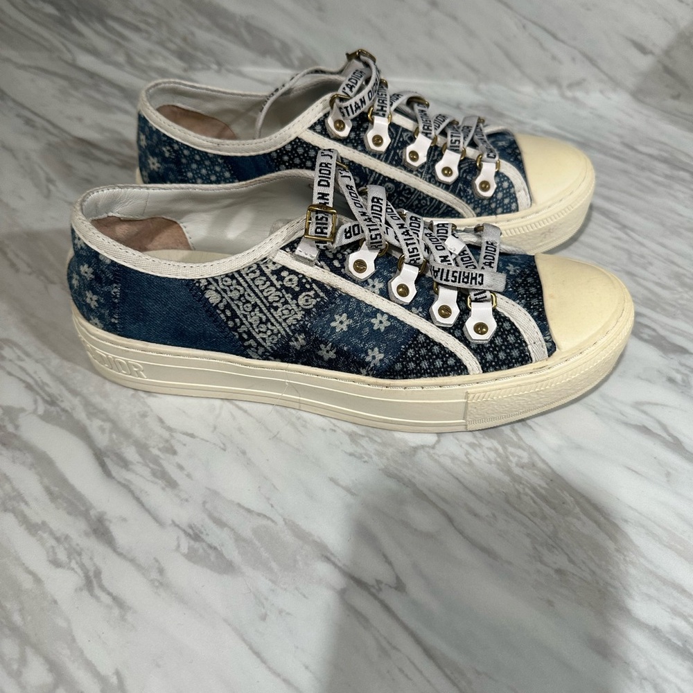 Dior Denim and Cream Women's Sneakers - Picture 2 of 6